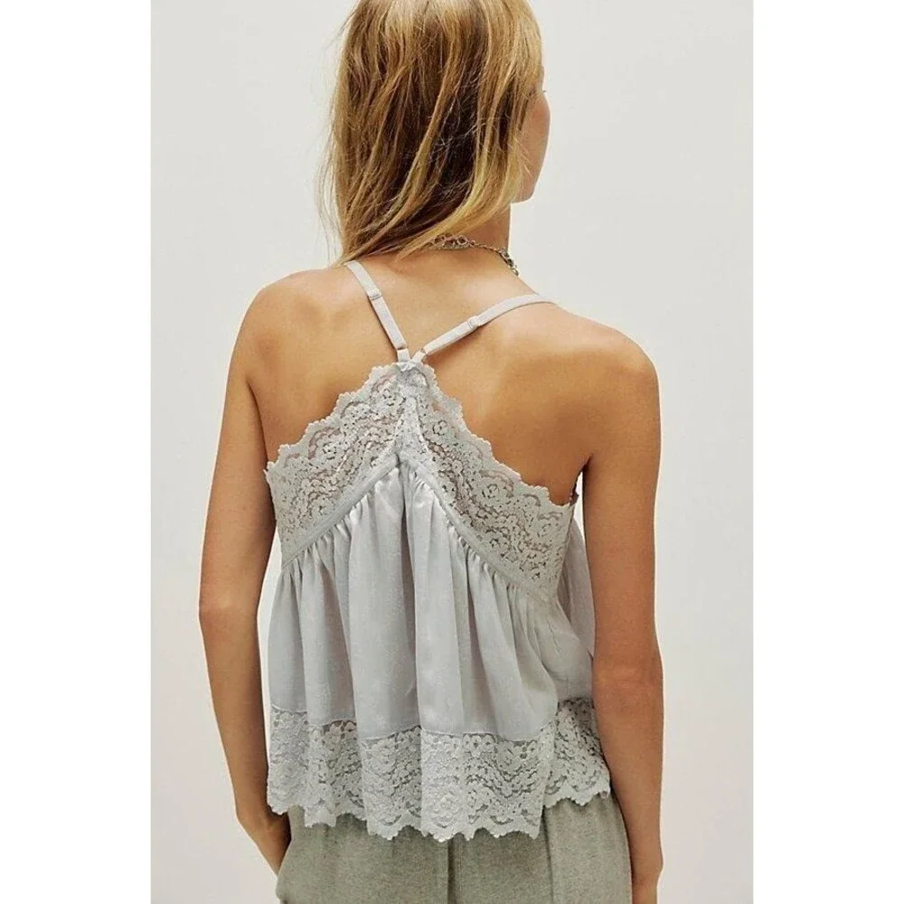 Intimately Free People Fiona Satin Printed Cami Tank Top Sleeveless XS 289535